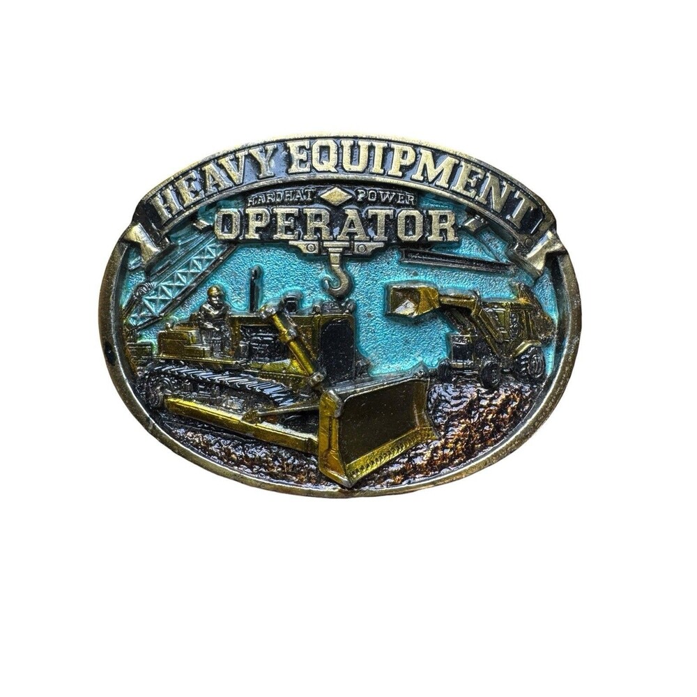 VTG 1986 Heavy Equipment Operator Belt Buckle Great American Buckle Co USA 1804